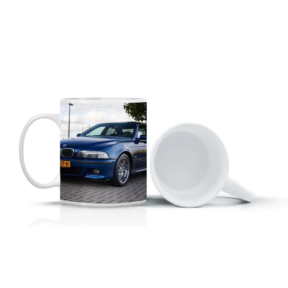 BMW E39 M5 Blue Sedan Parked Outside – Mugs