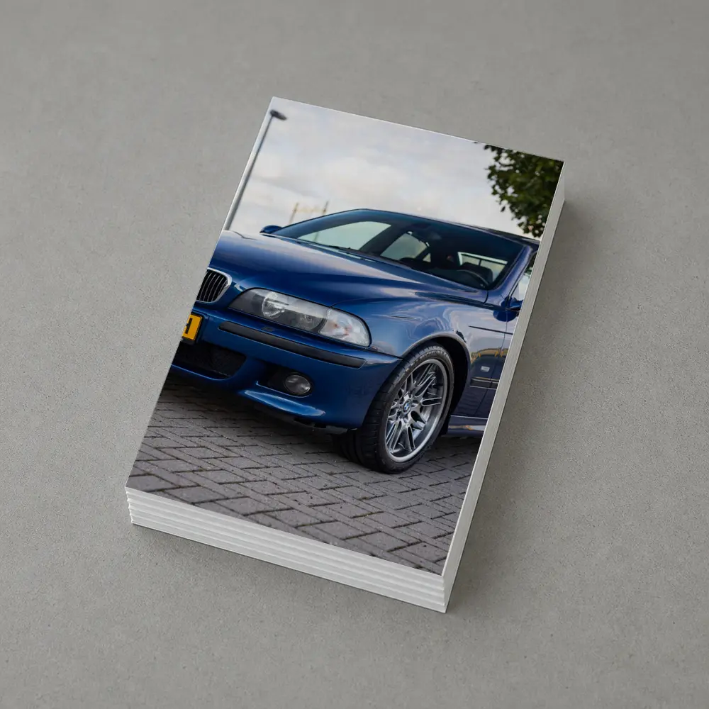 BMW E39 M5 Blue Sedan Parked Outside – Postcards