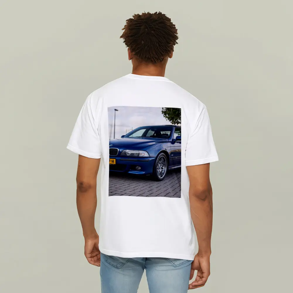 BMW E39 M5 Blue Sedan Parked Outside – T-Shirts