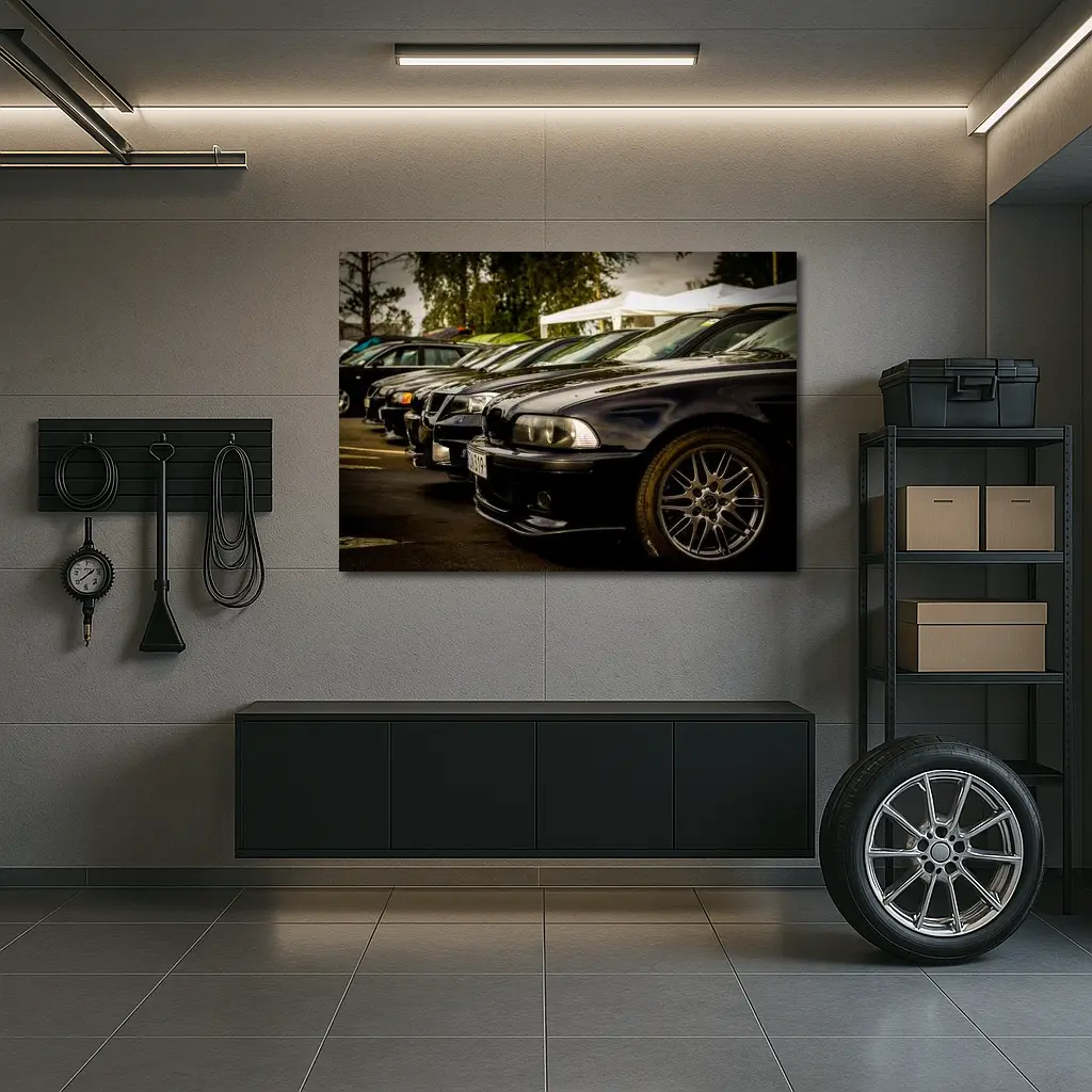 BMW E39 M5 Black Car Meet Parking – Wall Art