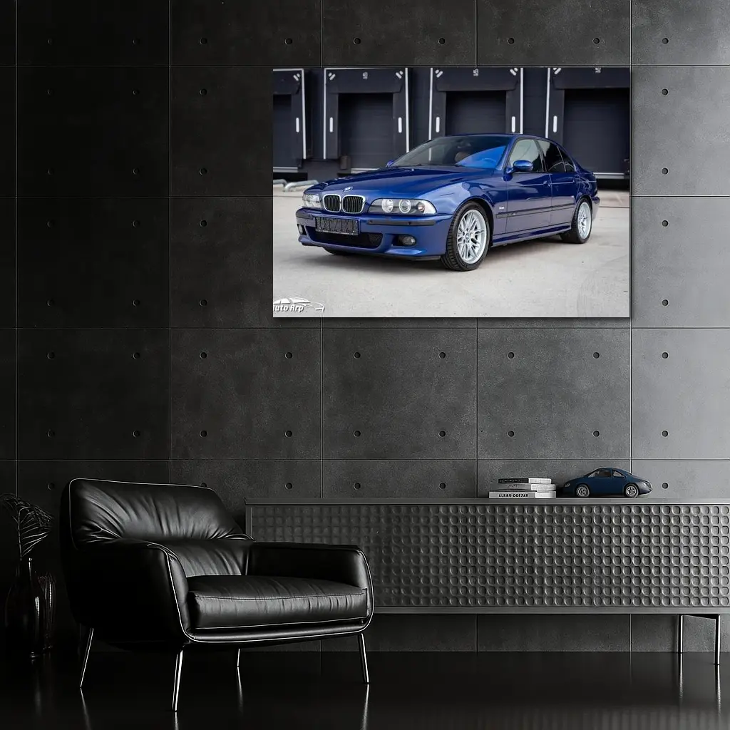 BMW E39 M5 Blue Sedan Parking Lot – Wall Art