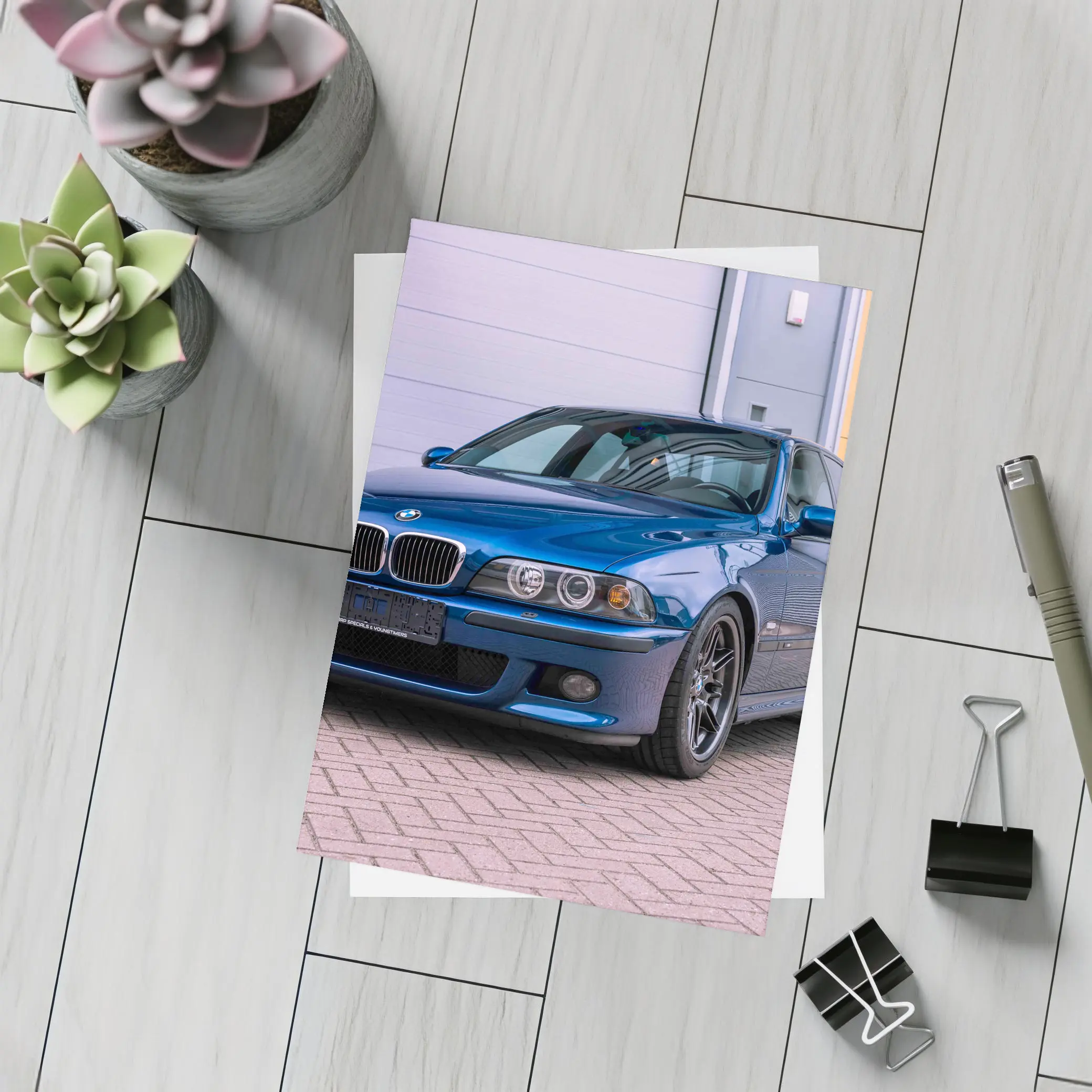 BMW E39 M5 Le Mans Blue Parking – Postcards