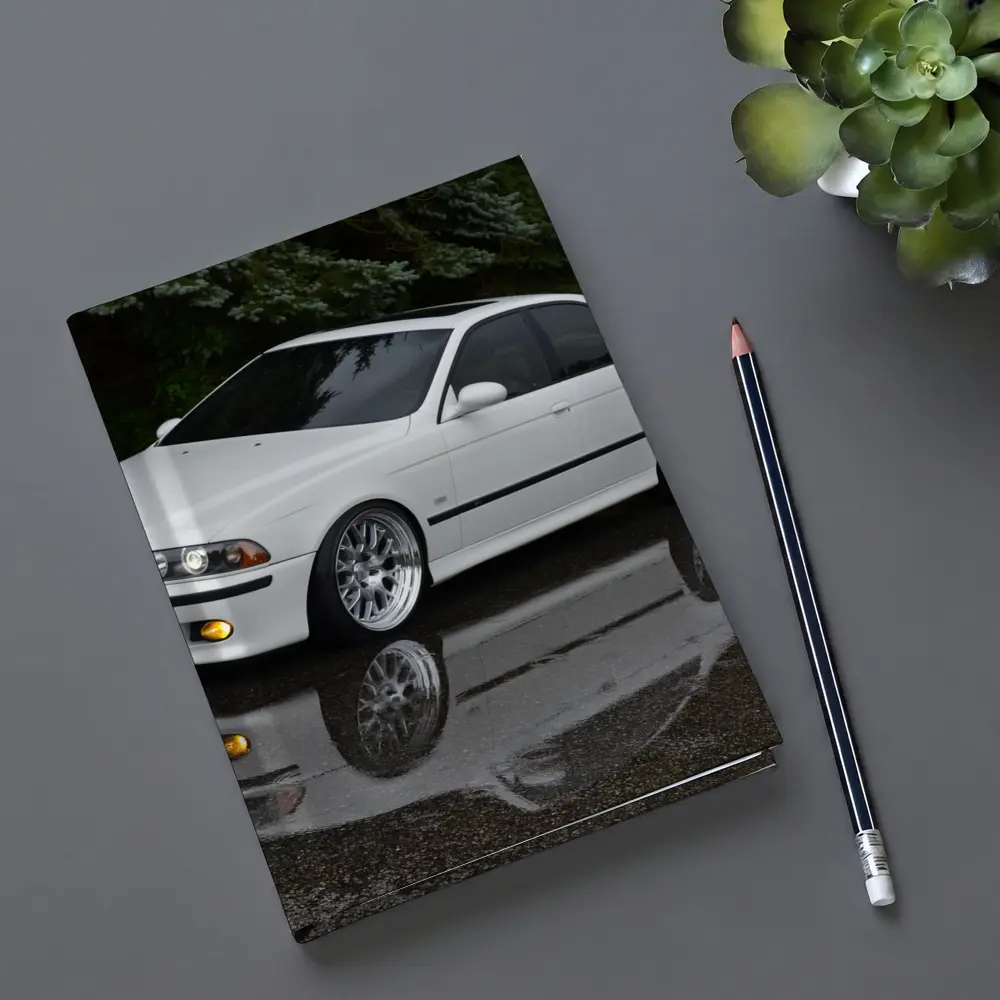 BMW E39 M5 White Wet Street Reflection – Notebooks