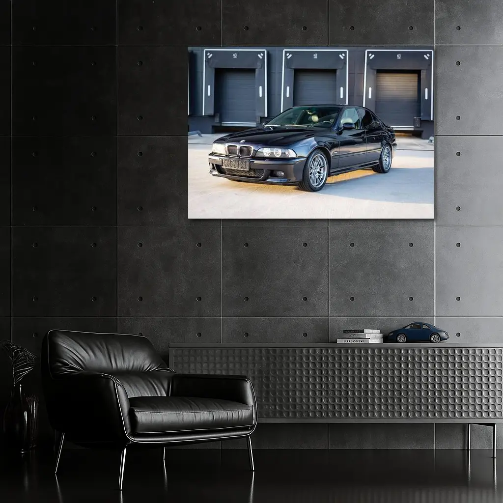 BMW E39 M5 Black Parked Industrial Garage – Wall Art