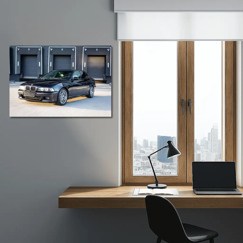 BMW E39 M5 Black Parked Industrial Garage – Wall Art