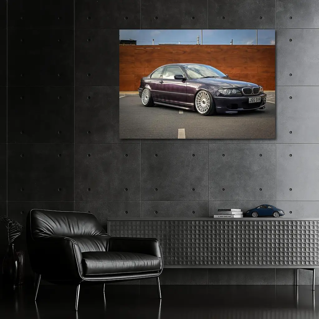 BMW E46 330ci Purple Coupe Street Parking – Wall Art