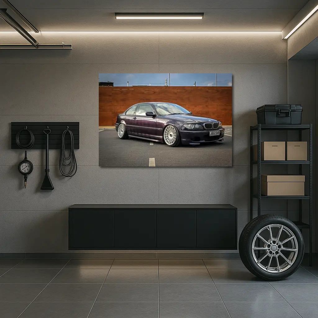 BMW E46 330ci Purple Coupe Street Parking – Wall Art