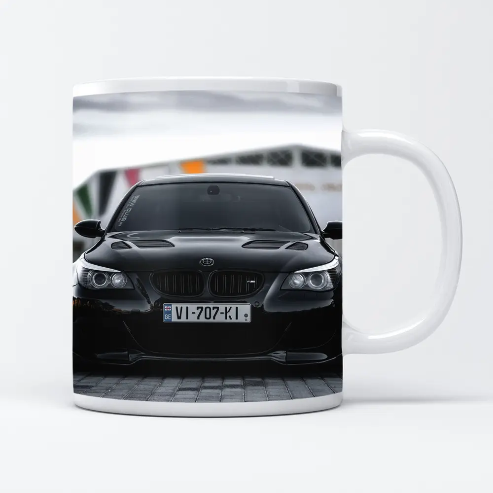 BMW M5 E60 Black Front Street View – Mugs
