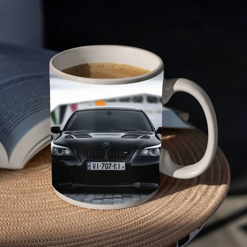 BMW M5 E60 Black Front Street View – Mugs