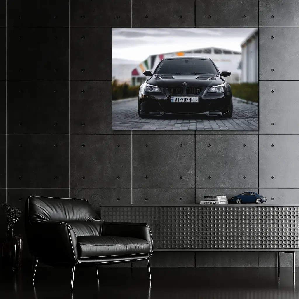 BMW M5 E60 Black Front Street View – Wall Art