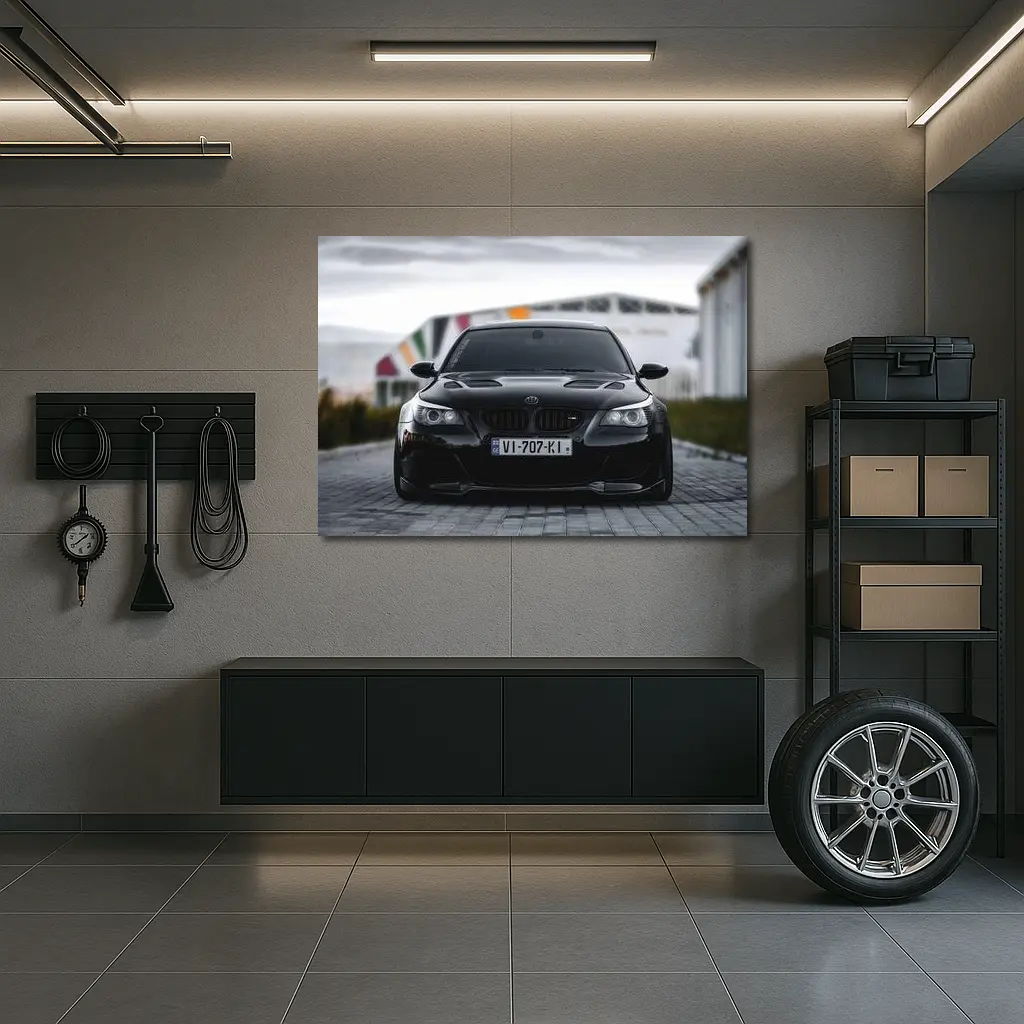 BMW M5 E60 Black Front Street View – Wall Art