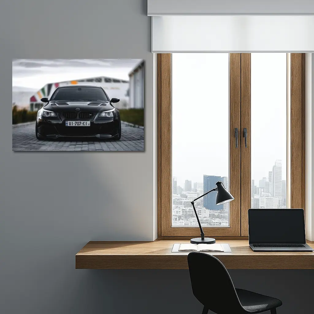 BMW M5 E60 Black Front Street View – Wall Art