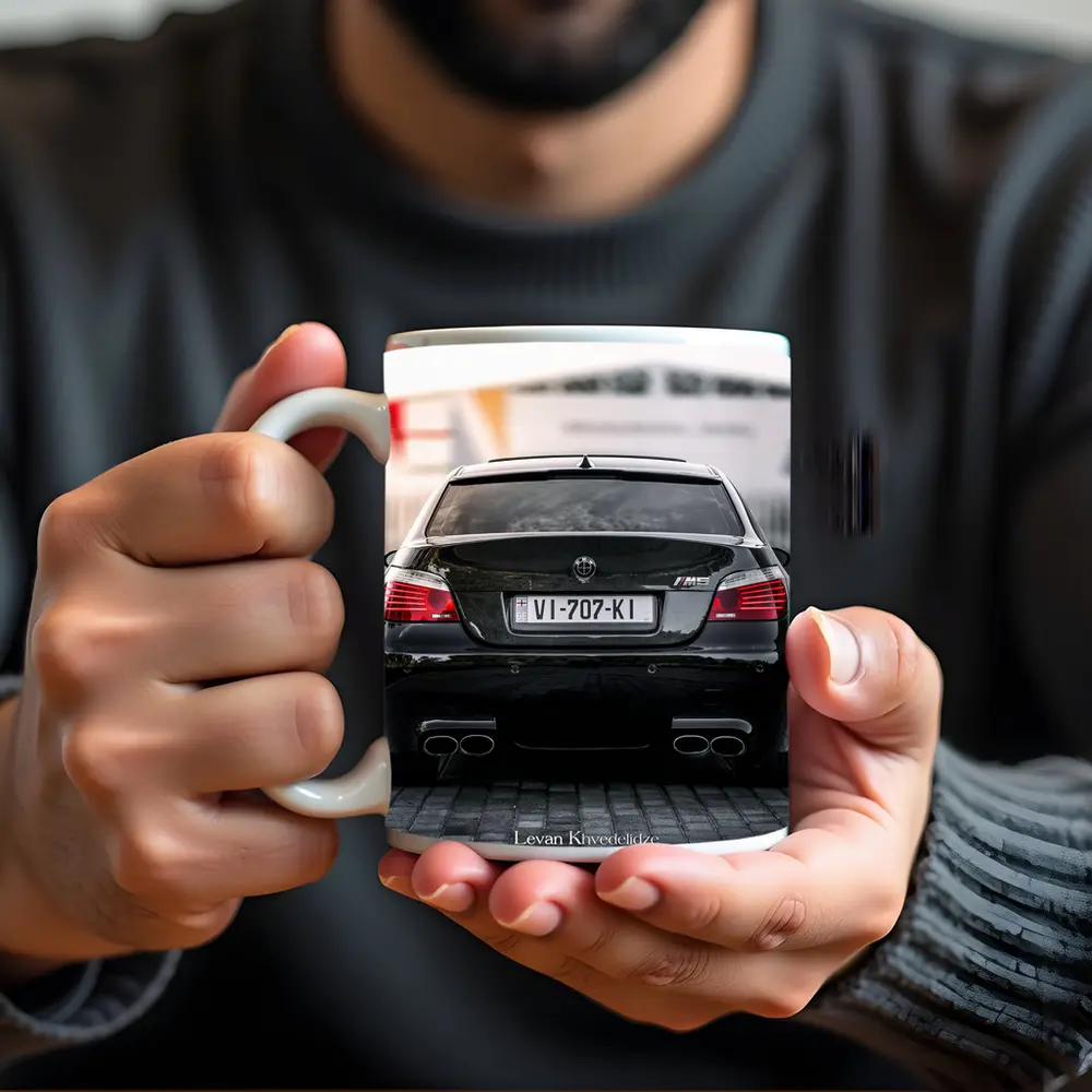 BMW M5 E60 Black Rear Street View – Mugs