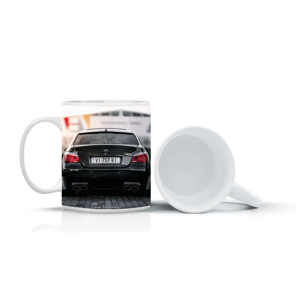 BMW M5 E60 Black Rear Street View – Mugs