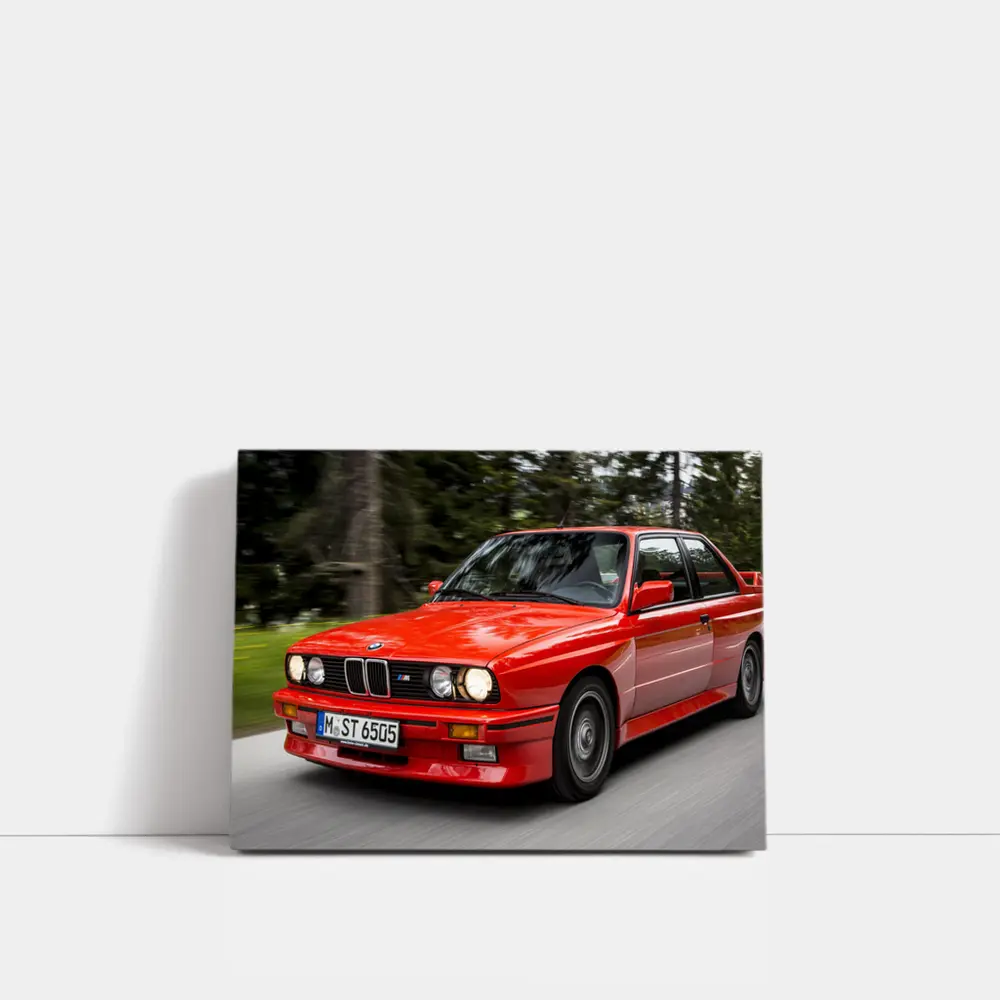 BMW M3 E30 Red Coupe Motion Shot – Wall Art