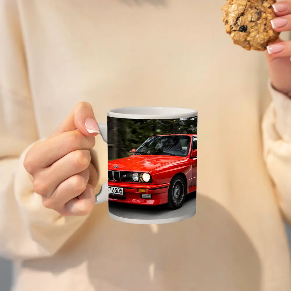 BMW M3 E30 Red Coupe Motion Shot – Mugs