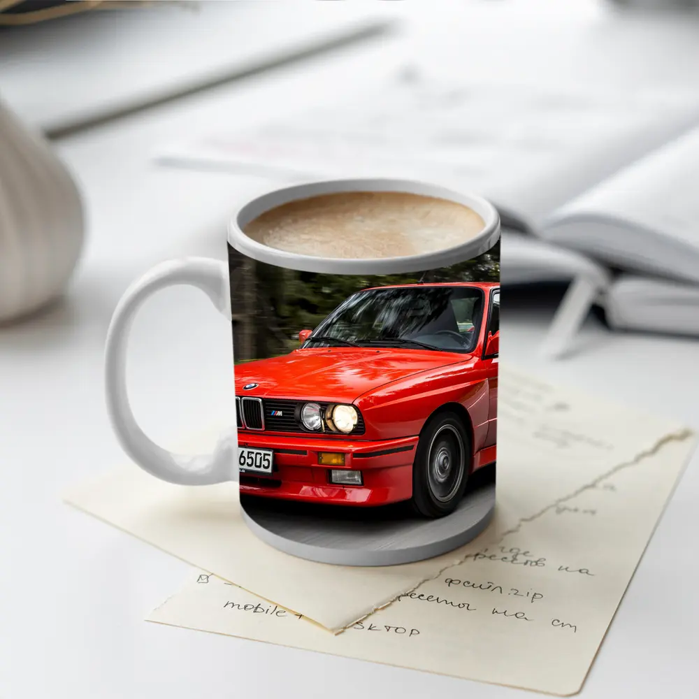 BMW M3 E30 Red Coupe Motion Shot – Mugs