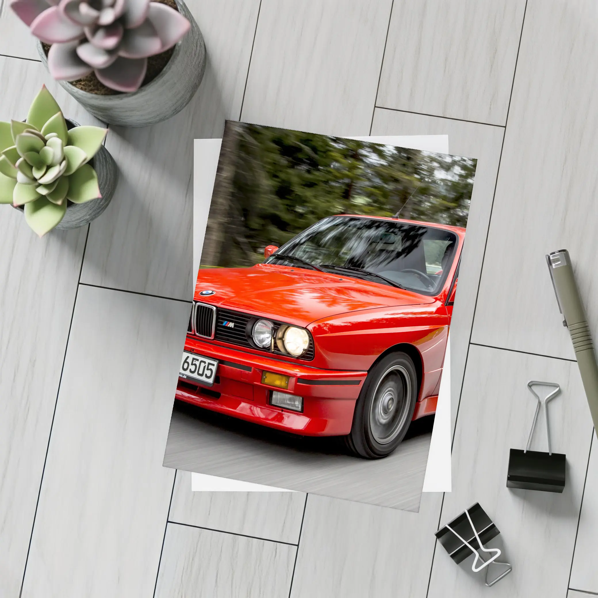 BMW M3 E30 Red Coupe Motion Shot – Postcards