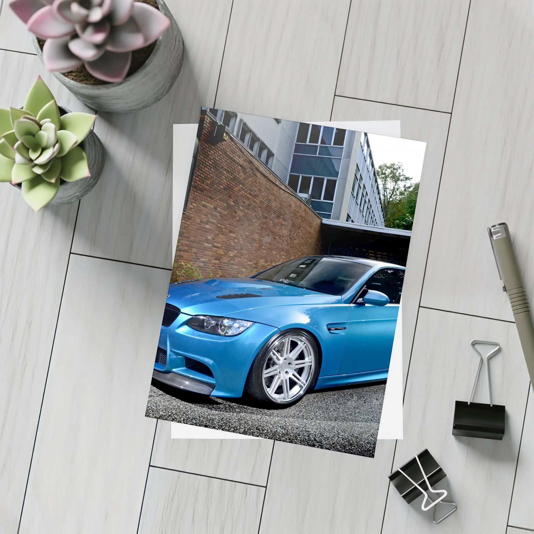 BMW M3 E92 Atlantic Blue Urban Setting – Postcards