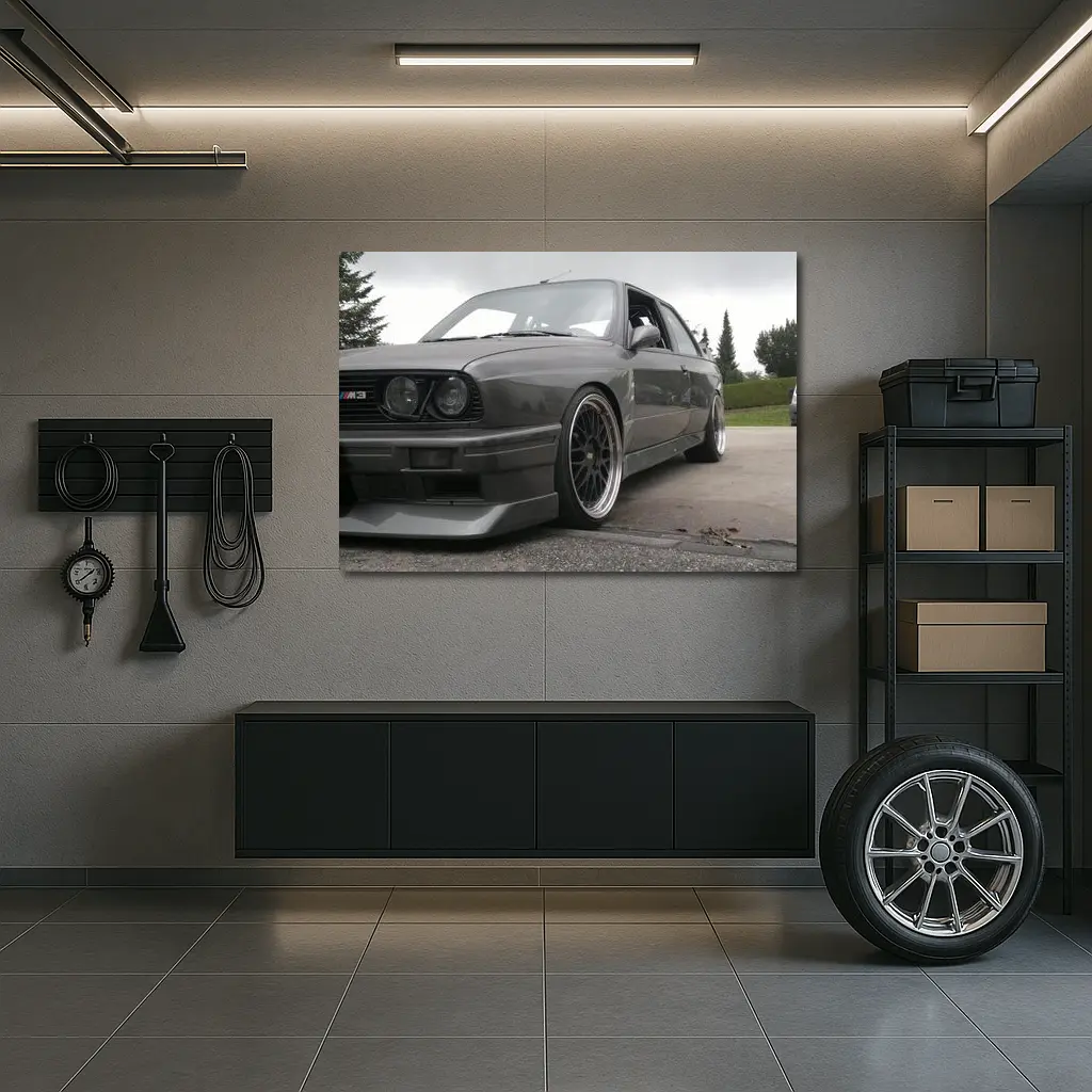 BMW M3 E30 Gray Stance Low Shot – Wall Art
