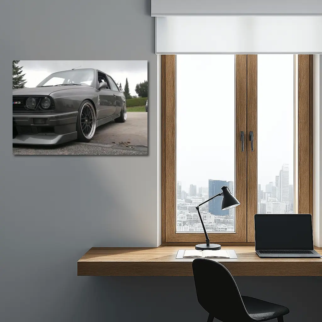 BMW M3 E30 Gray Stance Low Shot – Wall Art
