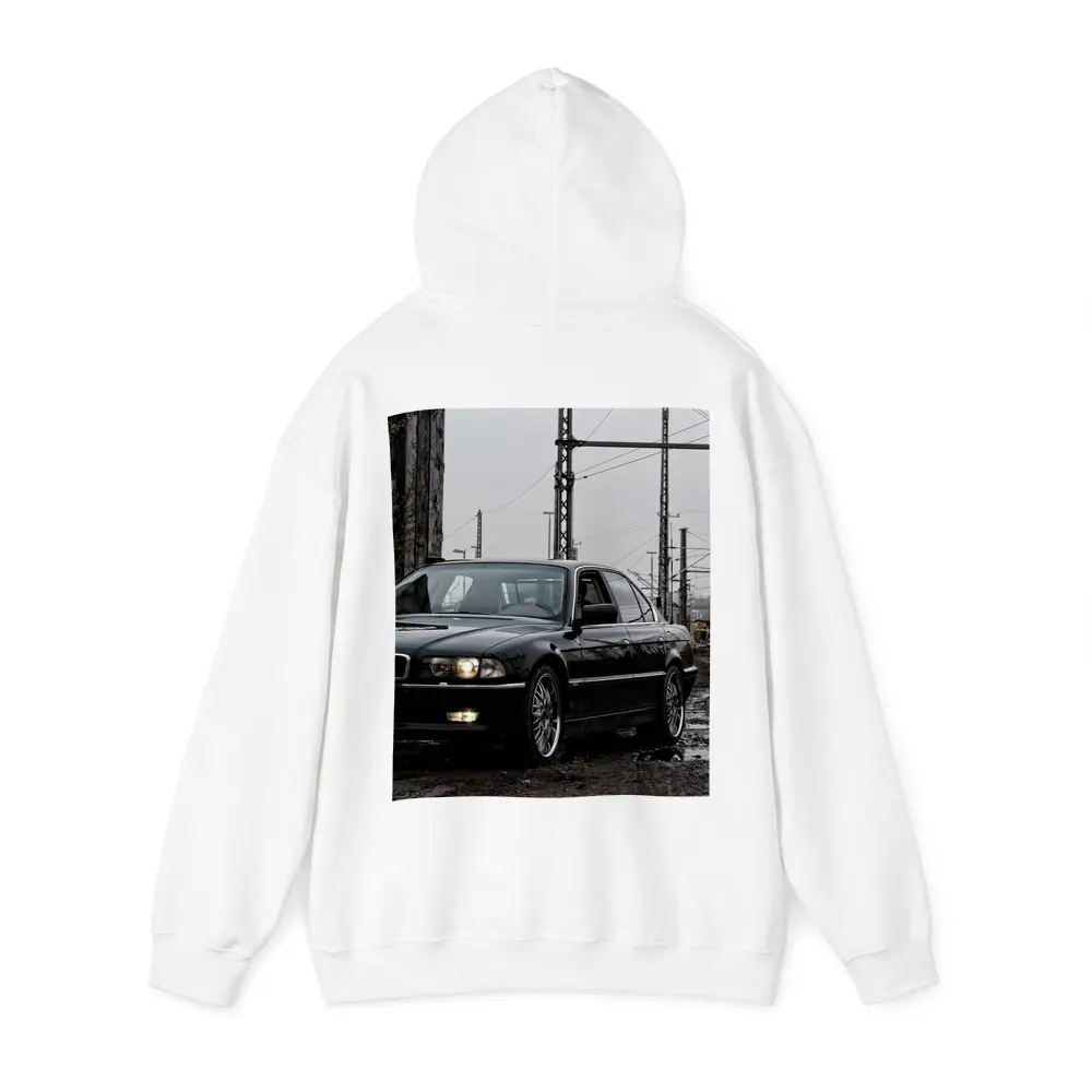 BMW 740i E38 Black Industrial Rainy Setting – Hoodies