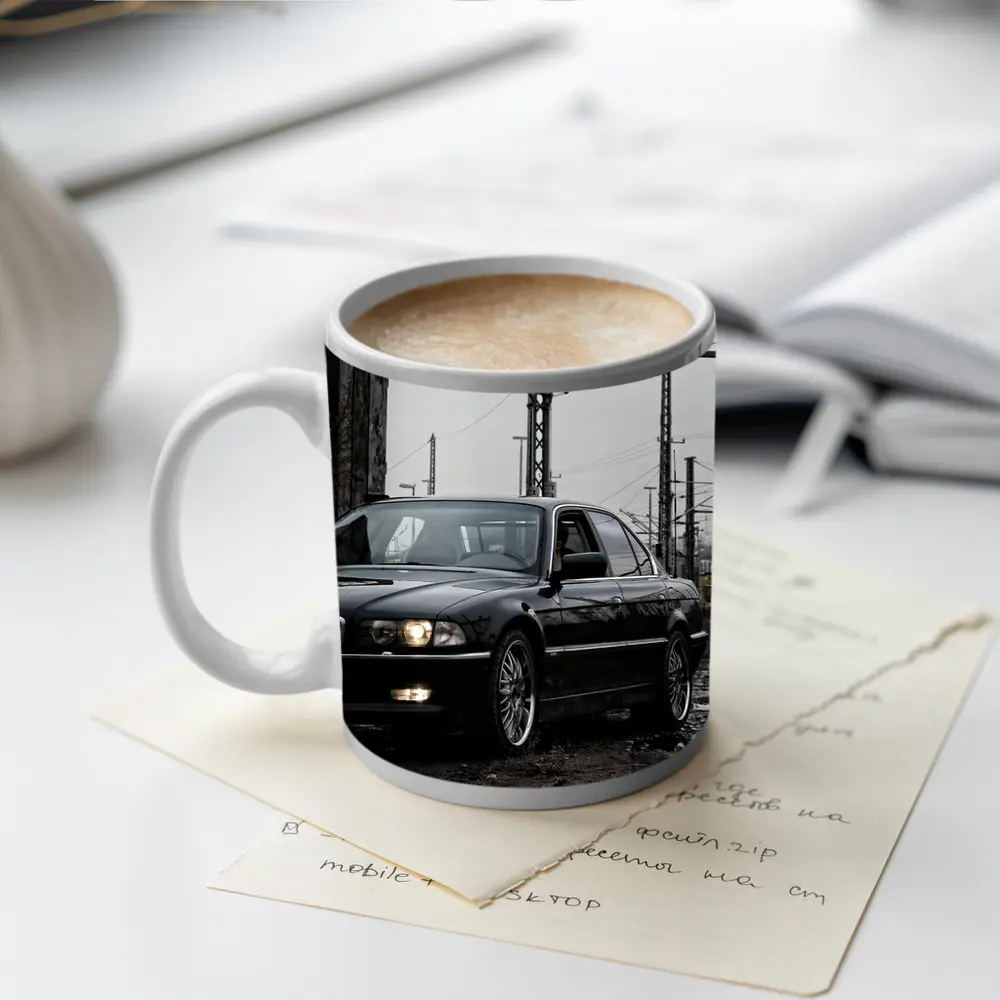 BMW 740i E38 Black Industrial Rainy Setting – Mugs
