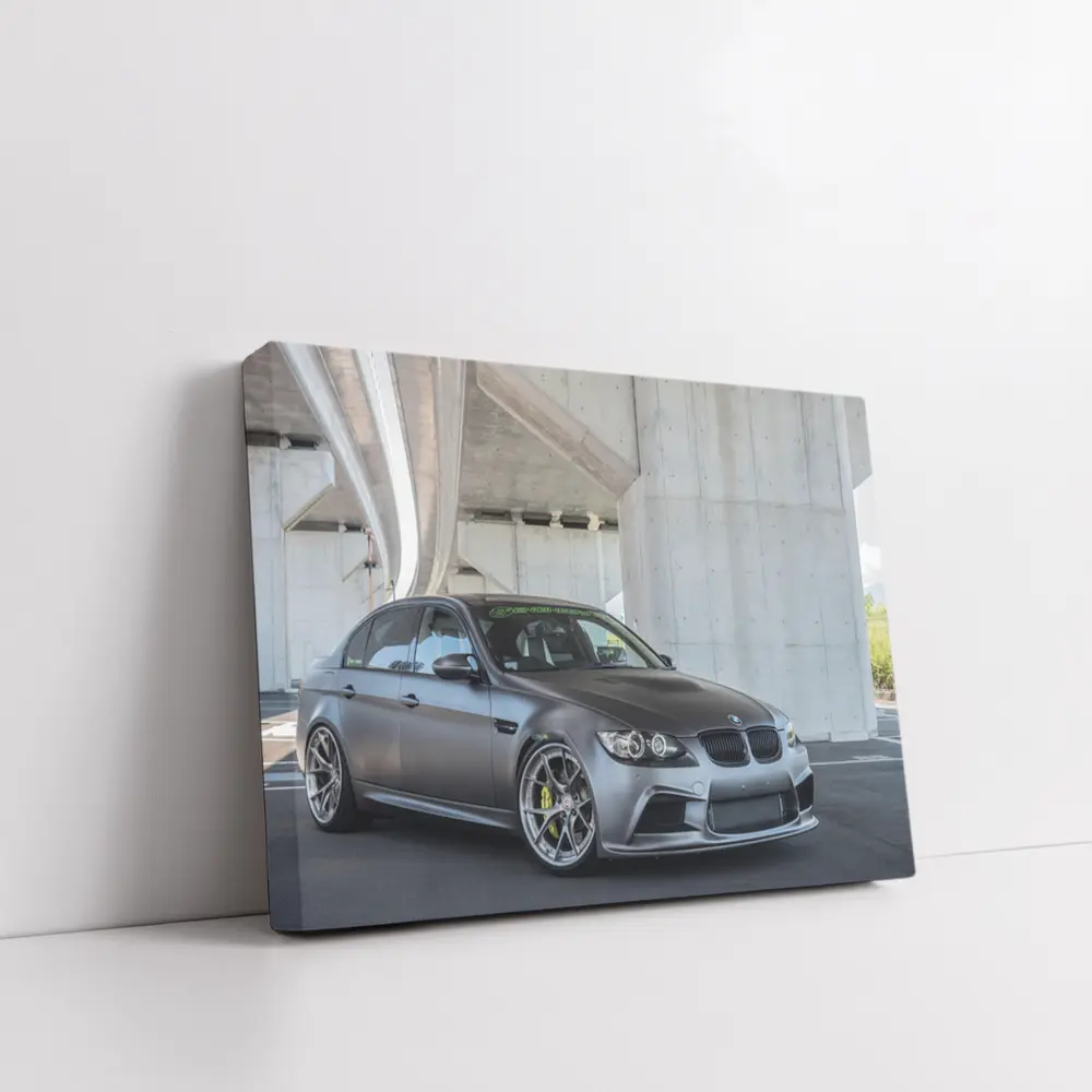 BMW M3 Sedan Matte Gray Under Concrete Bridge – Wall Art