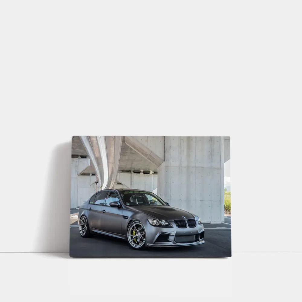 BMW M3 Sedan Matte Gray Under Concrete Bridge – Wall Art