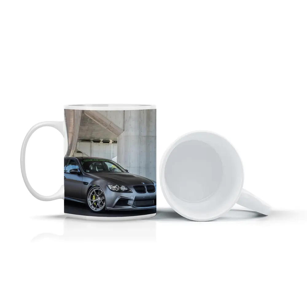 BMW M3 Sedan Matte Gray Under Concrete Bridge – Mugs
