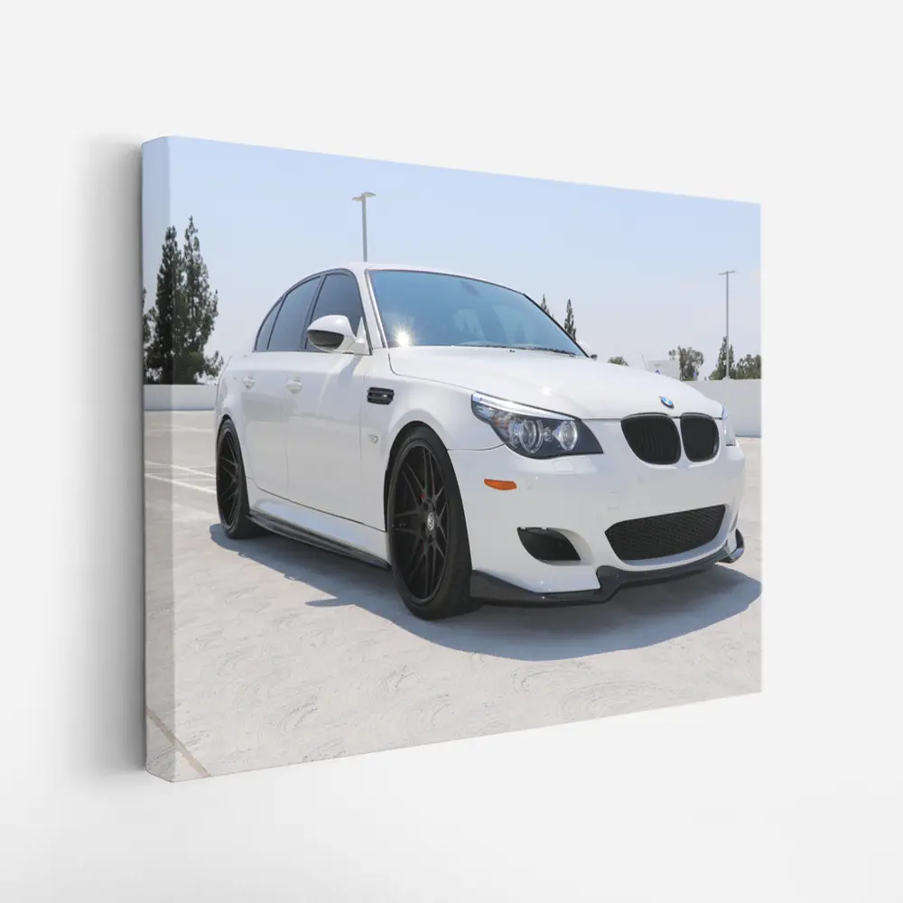 BMW M5 E60 White Sedan Parking Lot – Wall Art