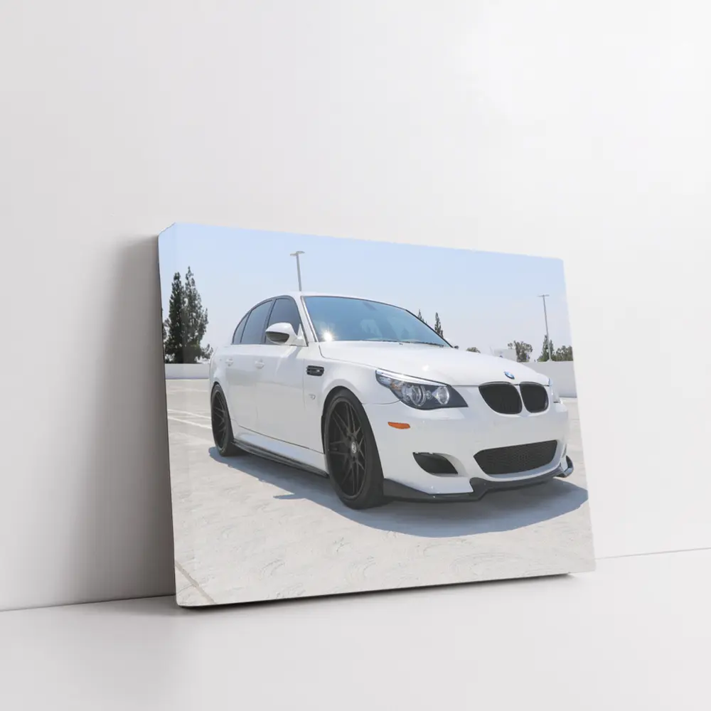 BMW M5 E60 White Sedan Parking Lot – Wall Art