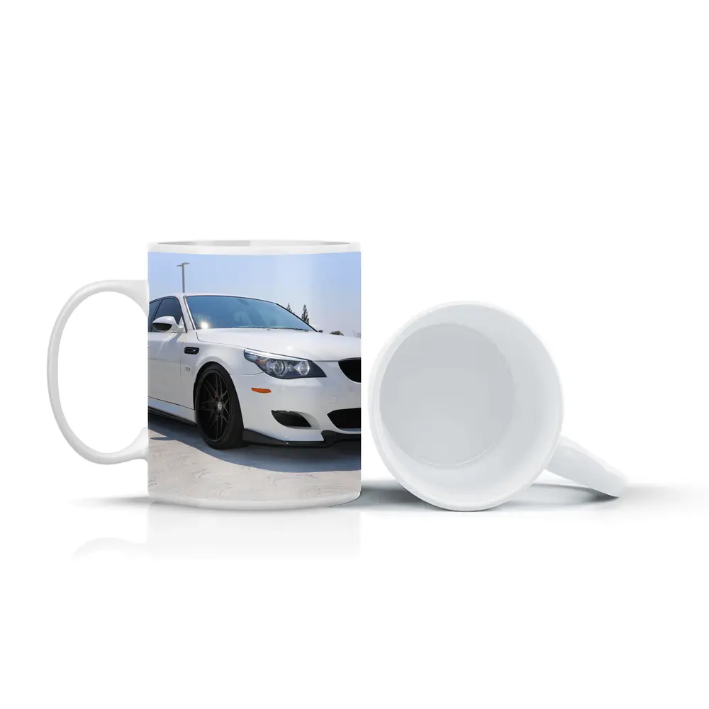 BMW M5 E60 White Sedan Parking Lot – Mugs