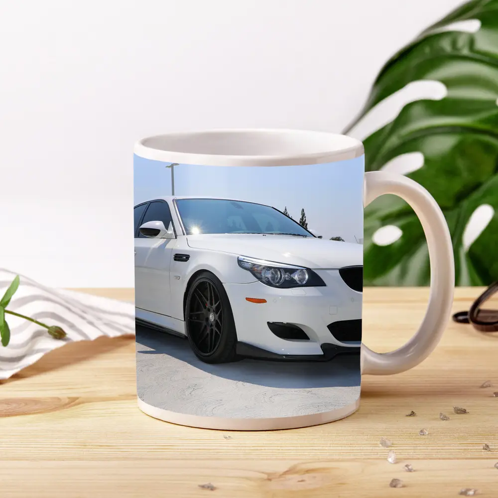 BMW M5 E60 White Sedan Parking Lot – Mugs
