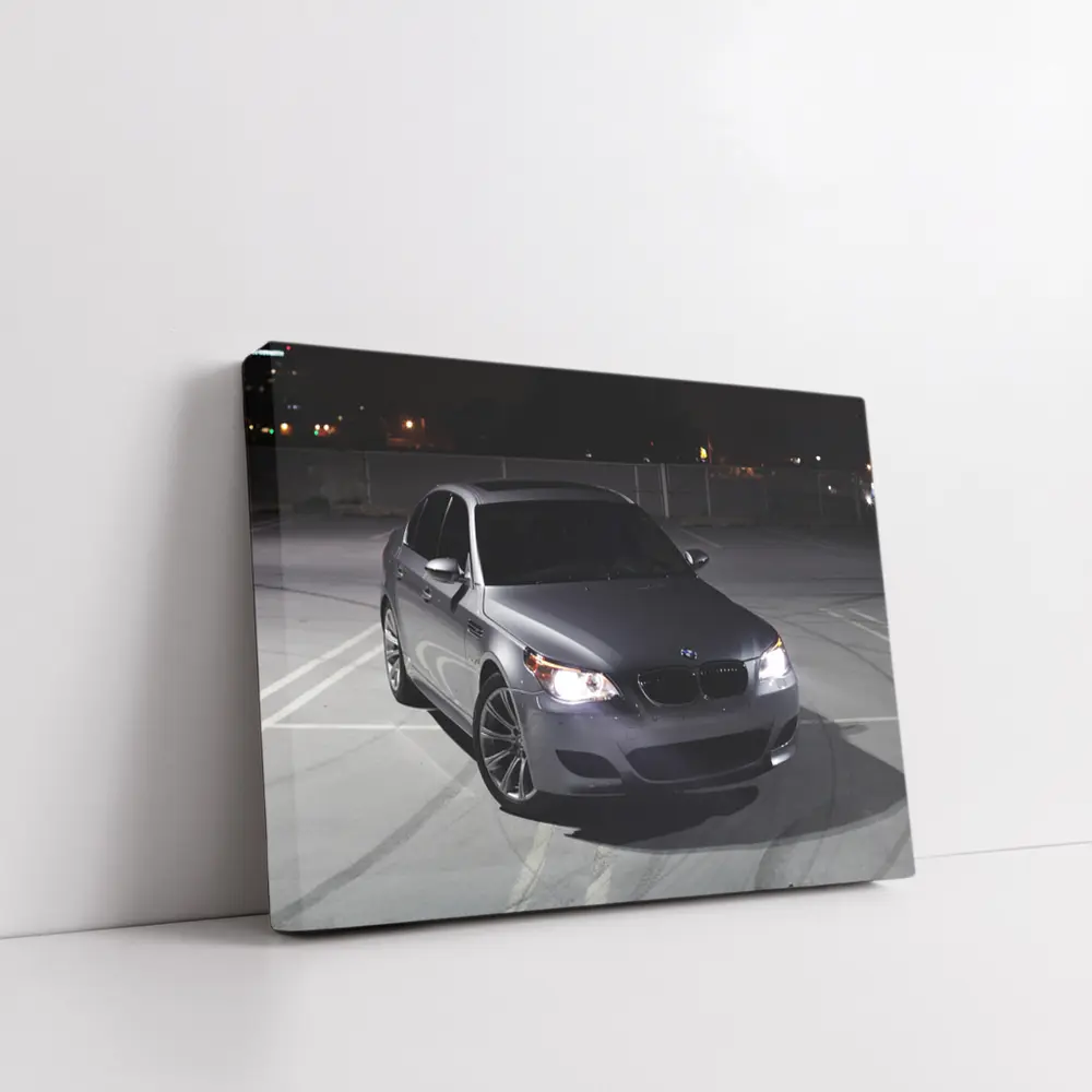 BMW M5 E60 Silver Sedan Night Parking – Wall Art