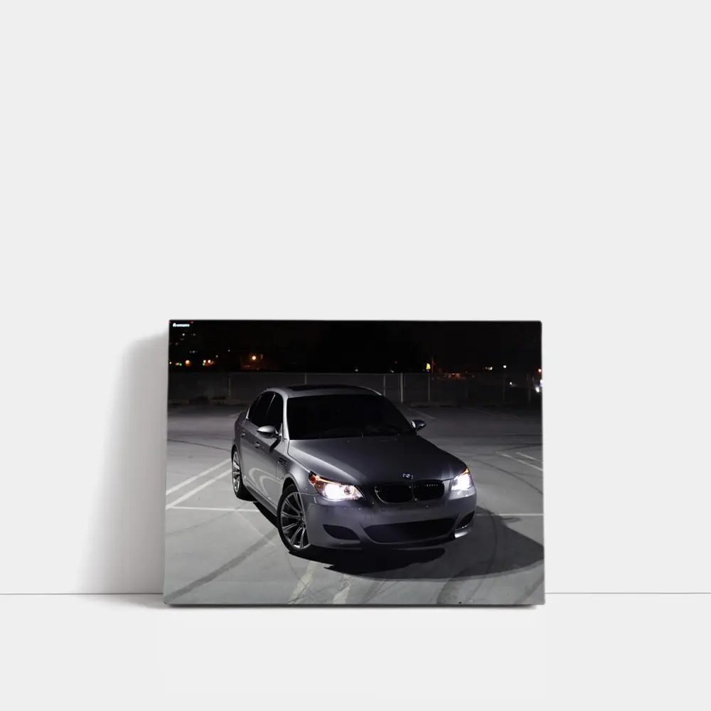 BMW M5 E60 Silver Sedan Night Parking – Wall Art