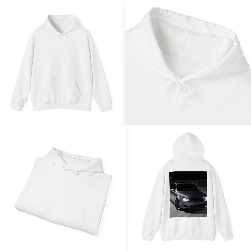 BMW M5 E60 Silver Sedan Night Parking – Hoodies