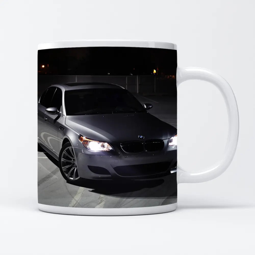 BMW M5 E60 Silver Sedan Night Parking – Mugs