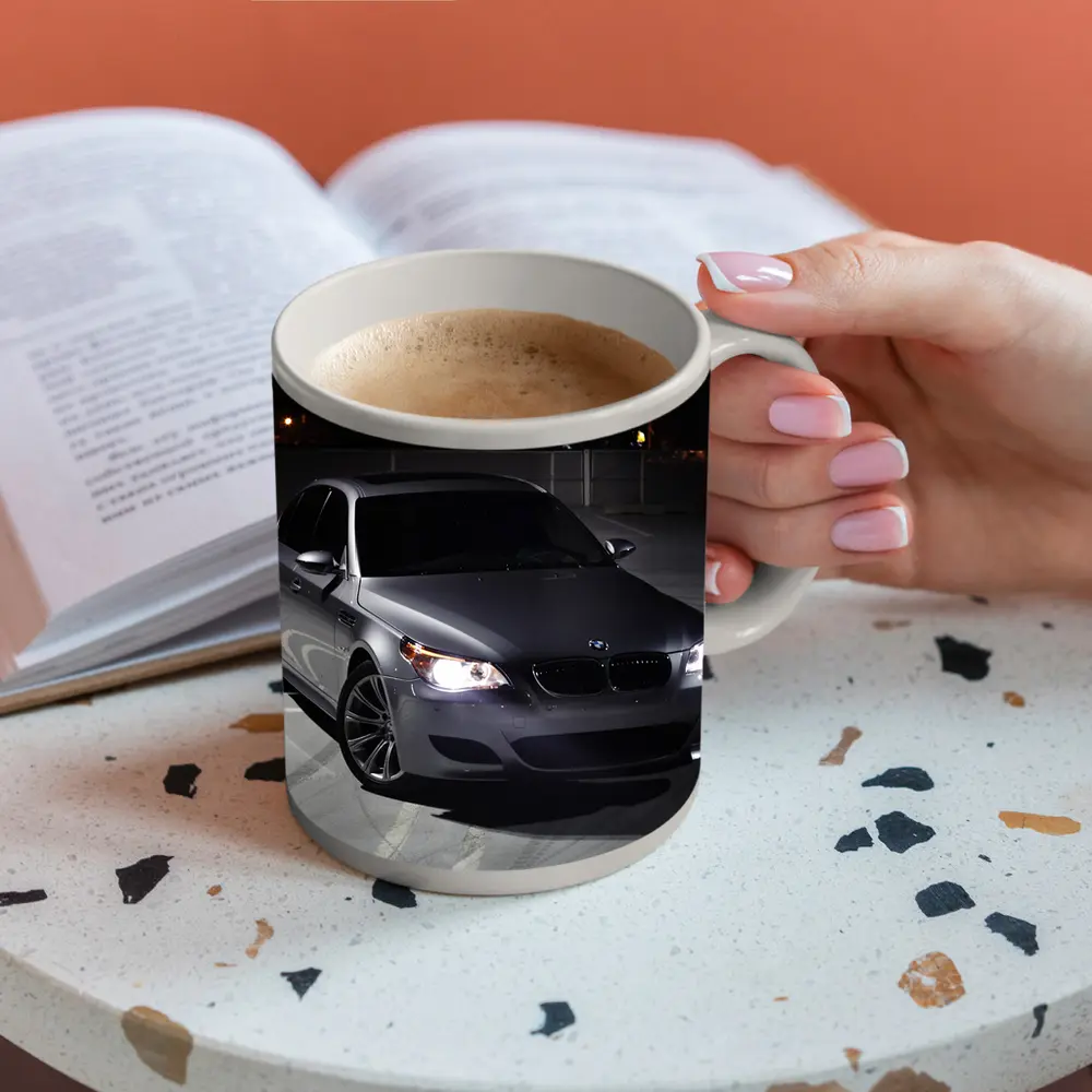 BMW M5 E60 Silver Sedan Night Parking – Mugs