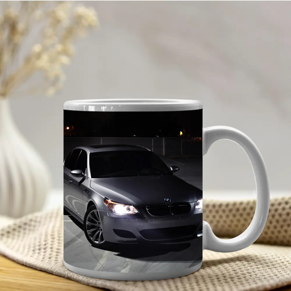 BMW M5 E60 Silver Sedan Night Parking – Mugs