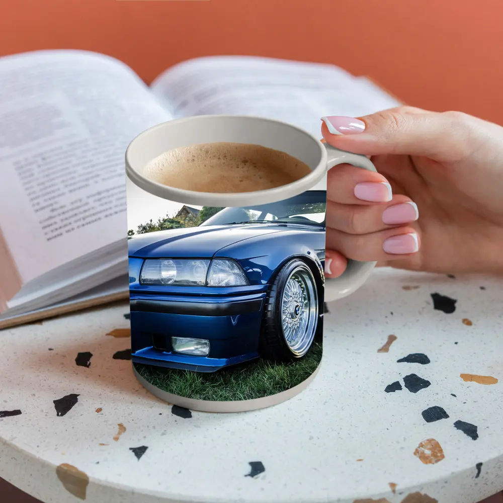 BMW E36 Coupe Slammed Blue Car Meet – Mugs