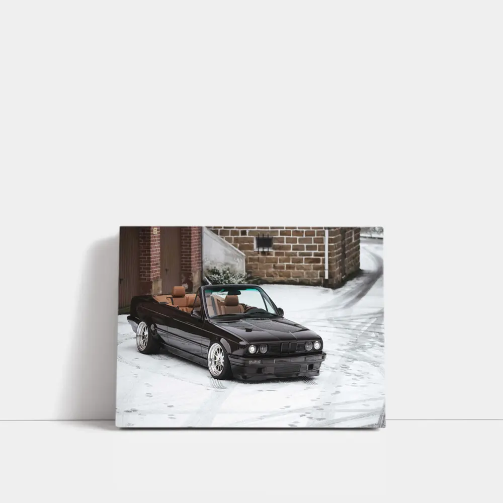 BMW E30 Cabriolet Slammed Snow Winter – Wall Art