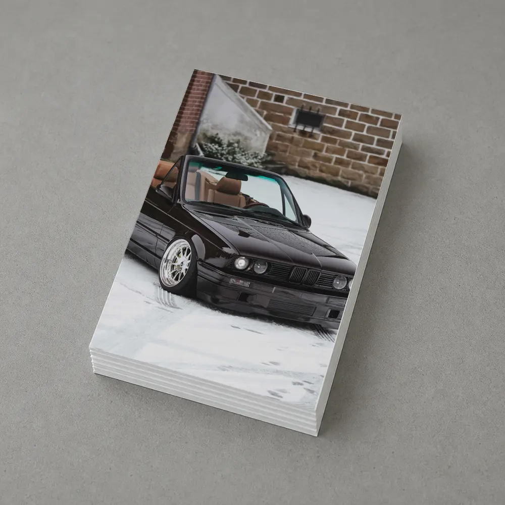 BMW E30 Cabriolet Slammed Snow Winter – Postcards