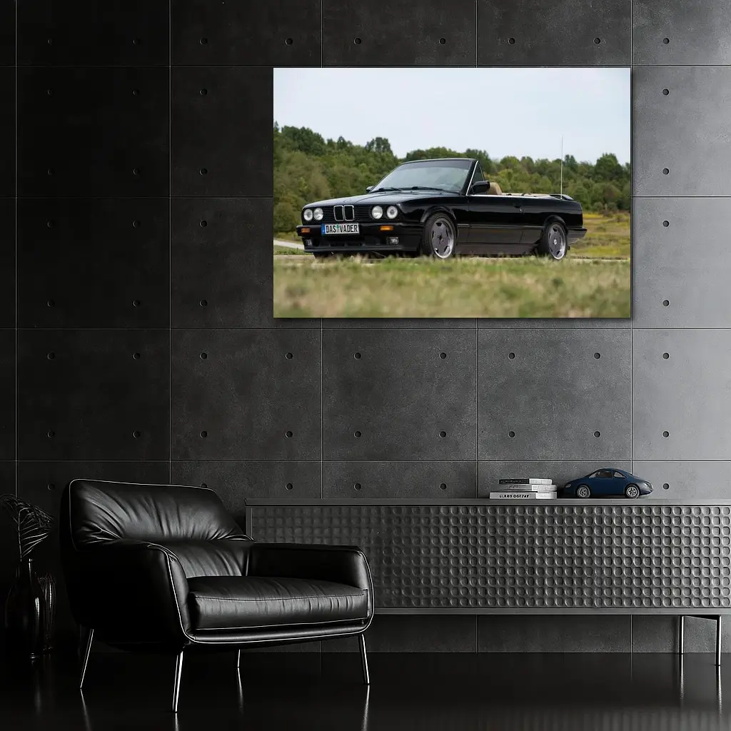 BMW E30 Convertible Black Classic Car – Wall Art