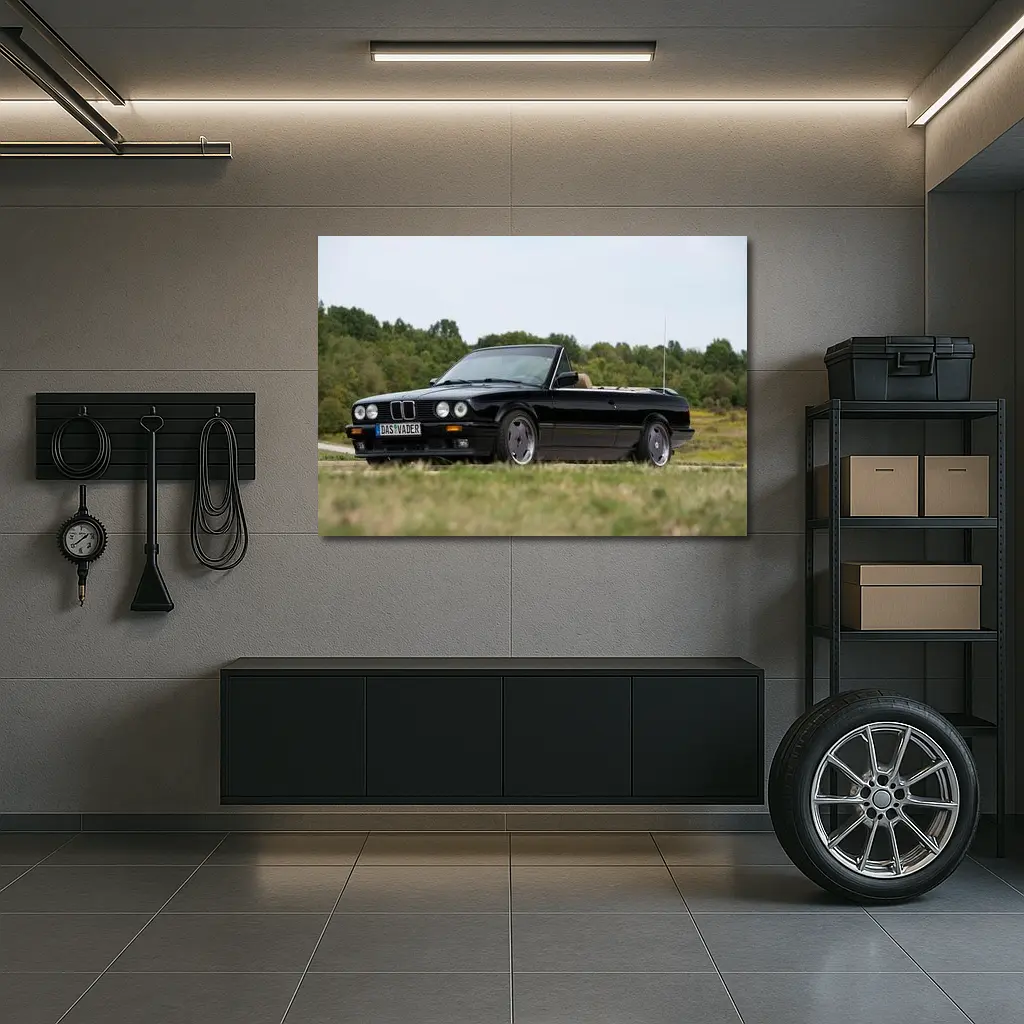 BMW E30 Convertible Black Classic Car – Wall Art