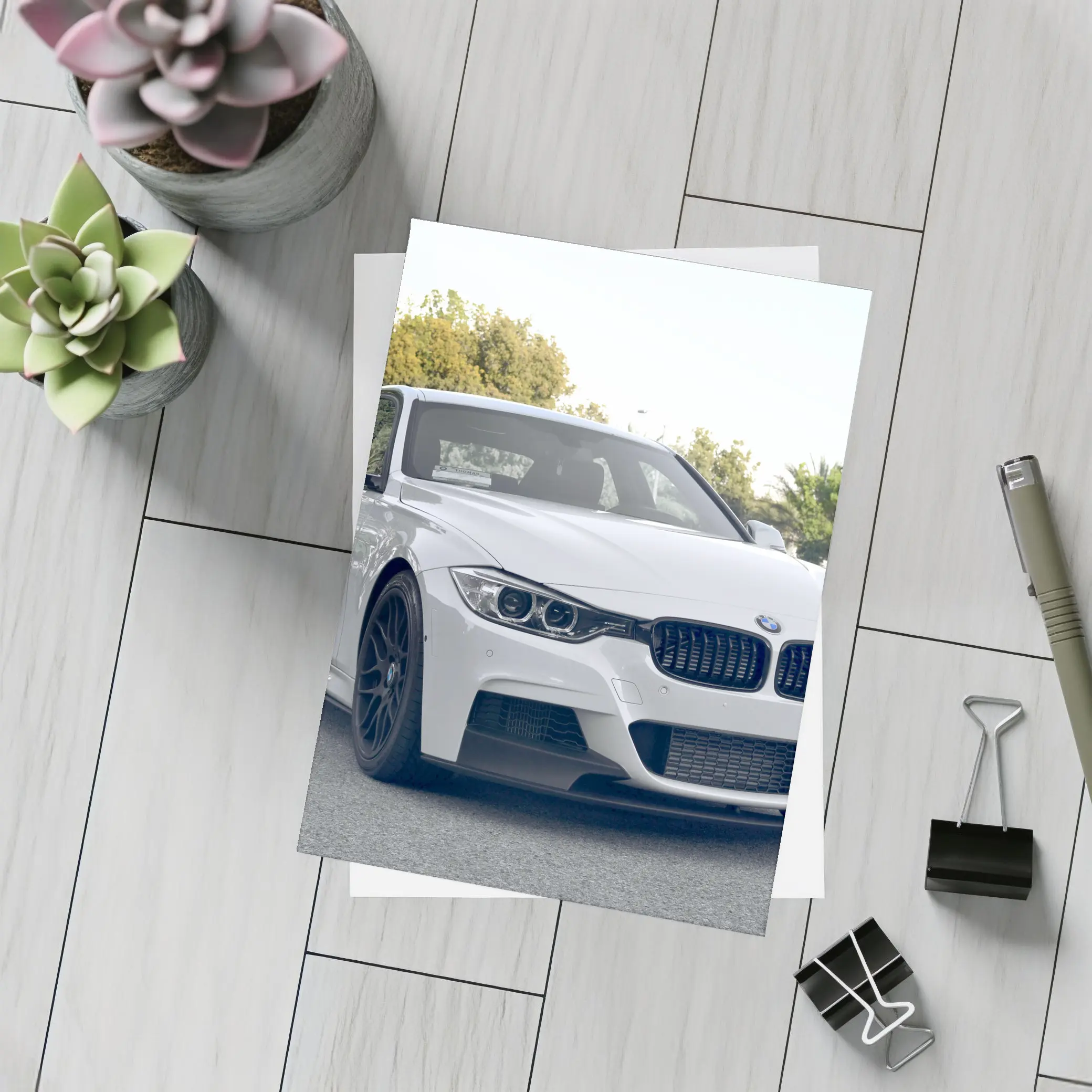 BMW F30 White M Performance Black Rims – Postcards