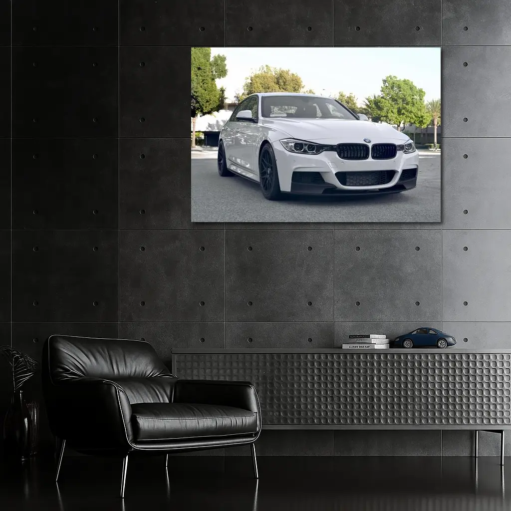 BMW F30 White M Performance Black Rims – Wall Art