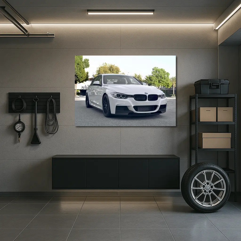 BMW F30 White M Performance Black Rims – Wall Art