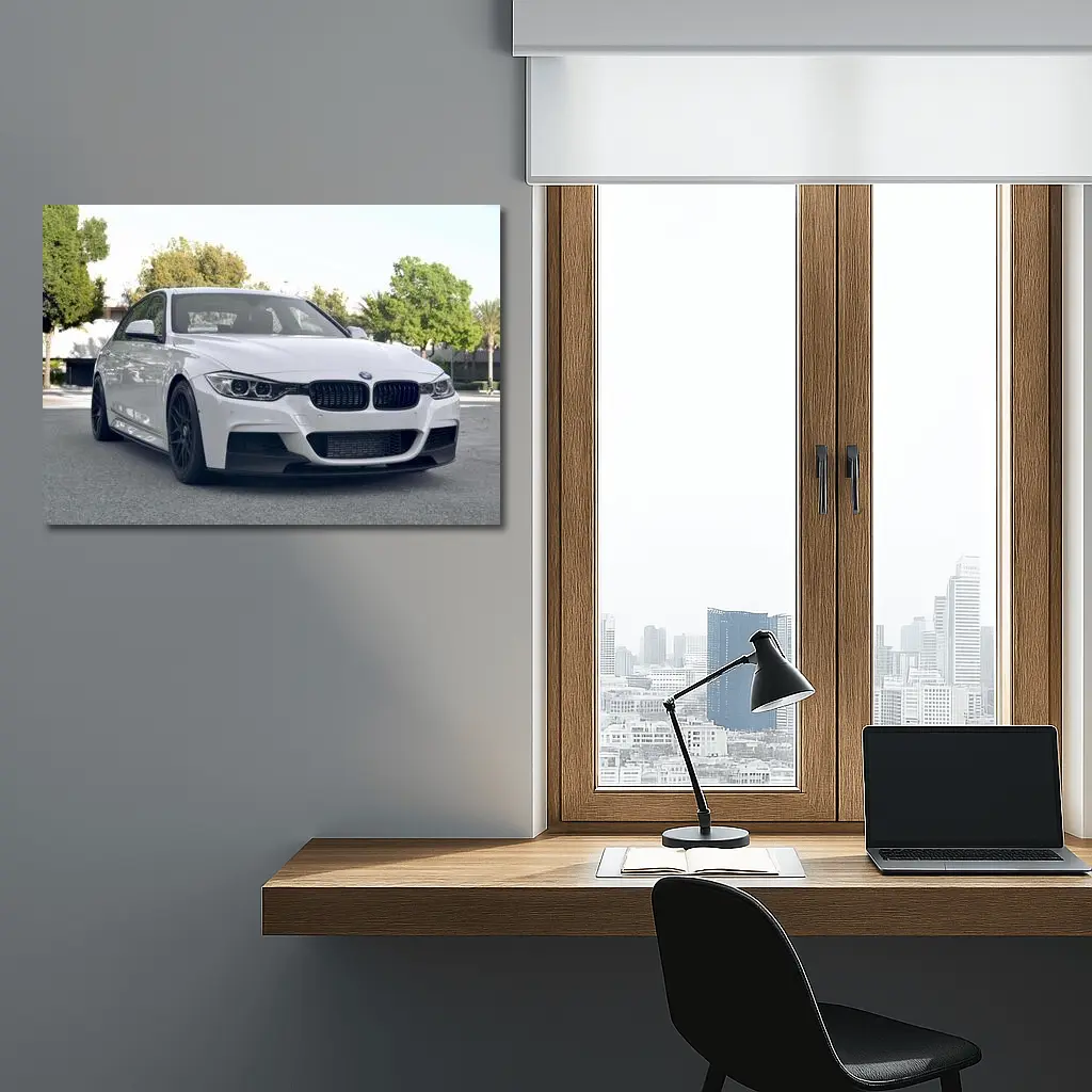 BMW F30 White M Performance Black Rims – Wall Art
