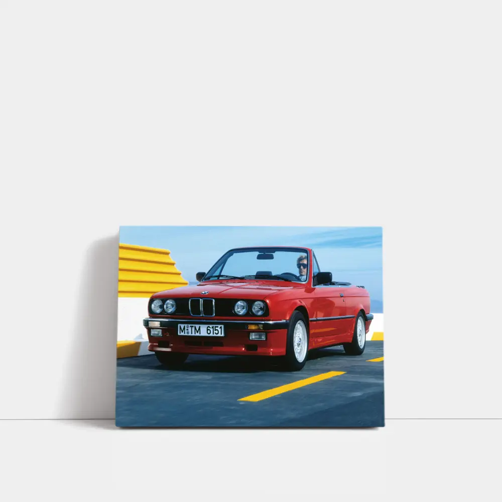 BMW E30 Cabriolet Red Open Road Drive – Wall Art